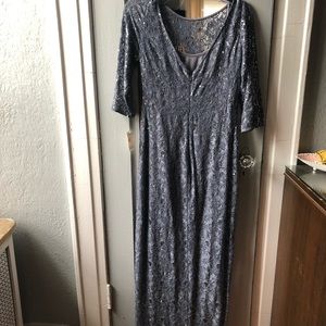 PromGirl Dresses - Grey Sequin Lace Long Sleeve Dress PromGirl Dresses - Grey Sequin Lace Long Sleeve Dress